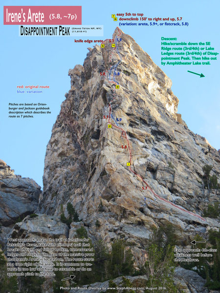 Route Overlay for Irene's Arete.