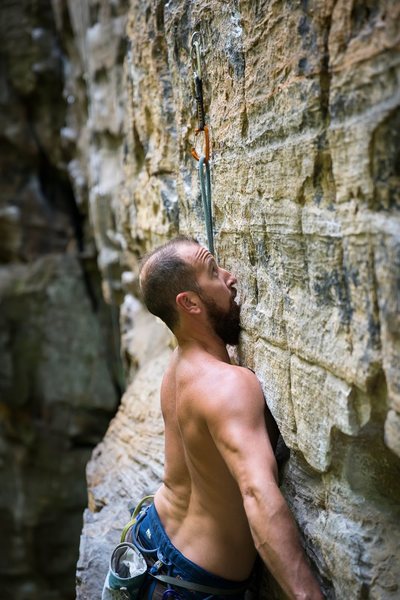 Joe taking a rest on "A Wave New World" @ PMRP - Drive By Crag