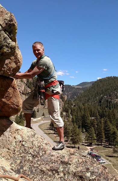 Legendary local Joe Melley belaying partner up Air Conditioner 'cause it takes two to Tango.