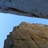 Rappeling into the gully below the south face of Outguard.