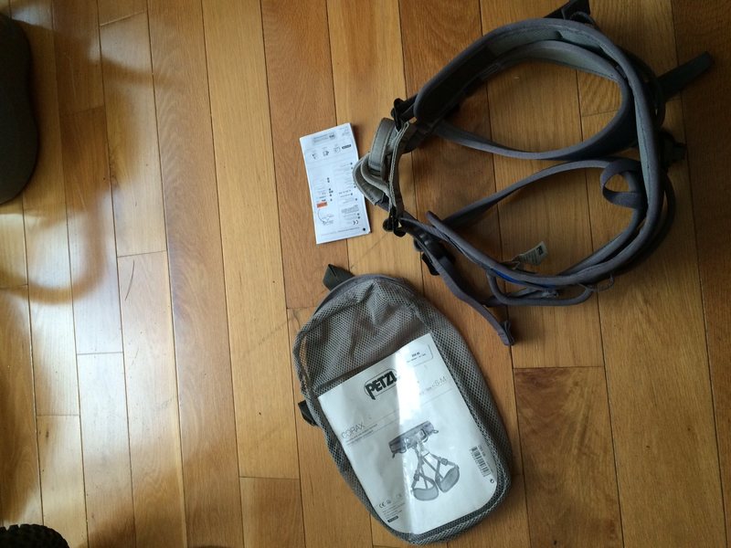 Harness, bag, and safety booklet