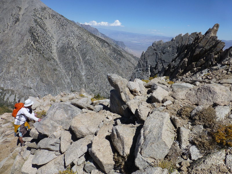 Early on the traverse of the North Ridge of Independence Peak