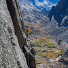 The final hand traverse on the E Ridge