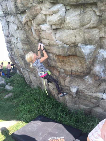 April traversing the North face of the East Boulder. Only one other group that day.