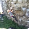 April traversing the North face of the East Boulder. Only one other group that day.