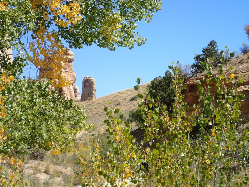 Mirage Tower as seen from the road when entering Coal Wash a few miles before the parking area.  The route is more or less the left skyline in this photo.