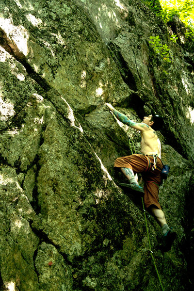 Fun climbing over interesting holds and features.