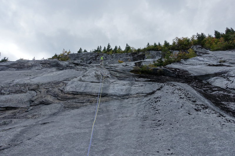 Higher up on fifth pitch and belay.