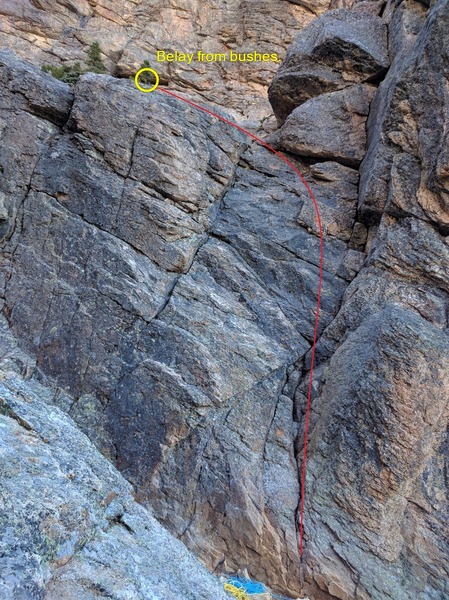 Pitch one's route. Start is right across from the Beckey Route on Liberty Bell at highest point of notch against Concord's wall.