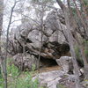 Turn off the trail and go passed this boulder to find the Gallery.  If you stay on the trail you'll wander off to the aptly named "Got Lost Boulders" 