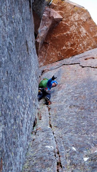 Lawhous above the OW section, approaching the roof belay.