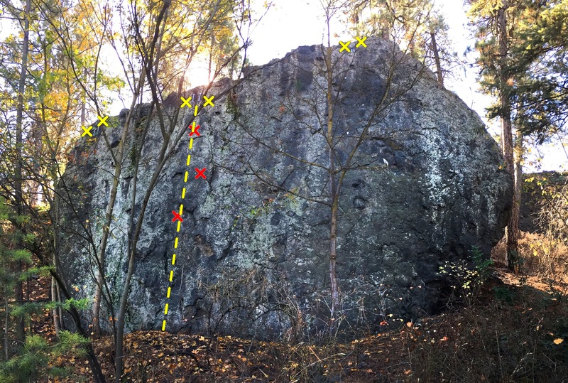 Secondary rock at Cliff Drive located a dozen paces north of the main wall.