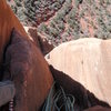 Joe Stern following the crux pitch, January 2012