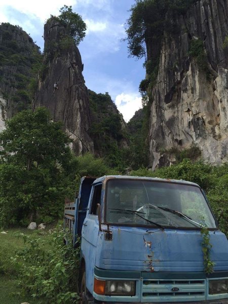 Crack climbing in Cambodia