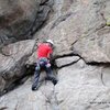 Pulling the roof, after the crux.