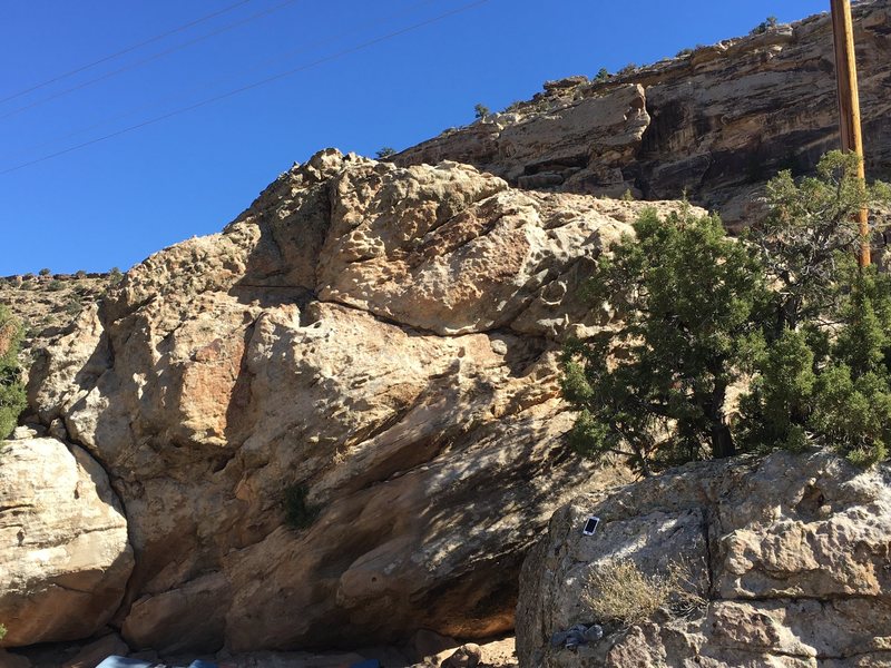 The primary face of the True Grit Boulder.