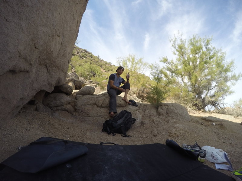 after climbing pencil thin right at beardsley boulders