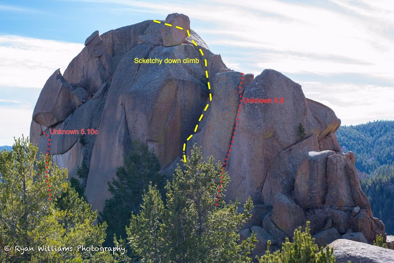 A view of the North Face and the few routes it has to offer.