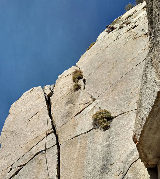 SouthEast Roof route above the southeast crack -- Corey Todd leading + linking