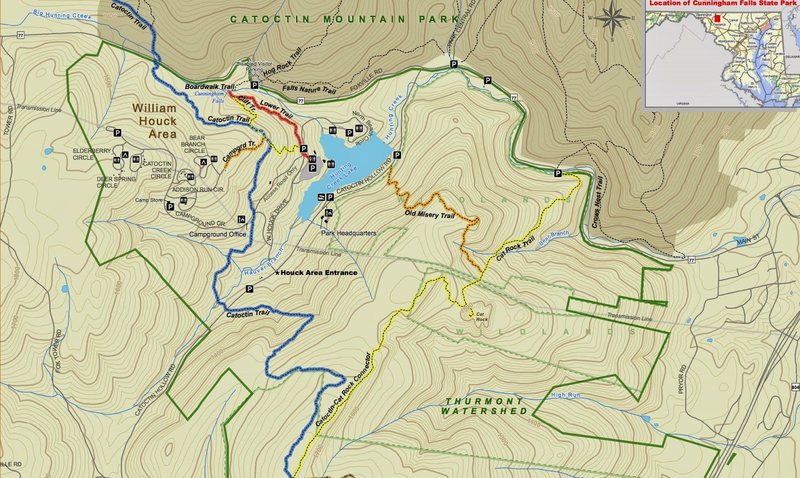 Topographic Map of the William Houck Area and Northern Cunningham Falls State Park