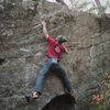 Parlier above the giant hueco starting hold of "Eye of Providence"