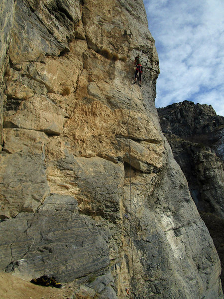 Natasha nearing the crux.