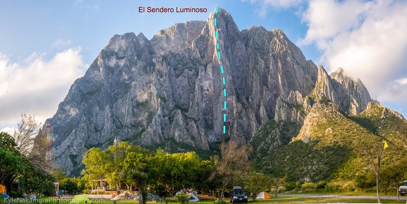 North face of El Potrero Chico, showing the famous El Sendero Luminoso  (5.12d).