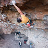 Joe Wysznski keeping cool on Crash and Burn, 5.12d