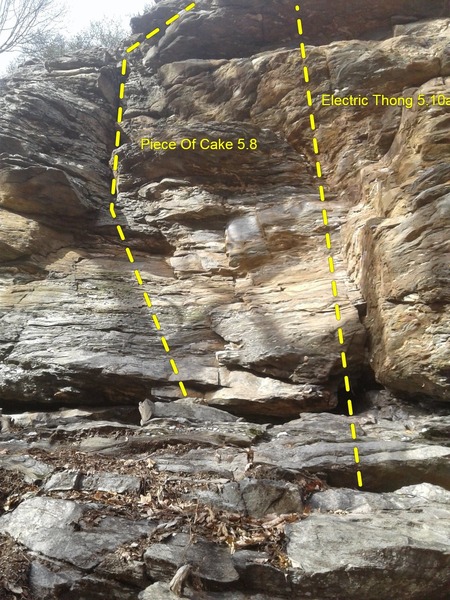 Piece of Cake is the left crack and Electric Thong is the right dihedral