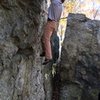 Dan tops out on the Knife Wall.