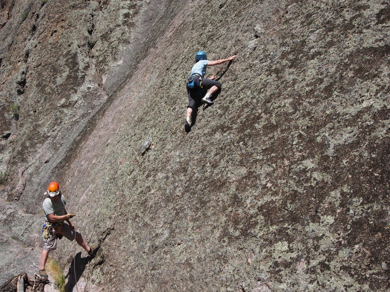 Sheila Matz, belayed by Larry Arthur, starts up Corona