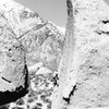 Steve Axt getting high on the Southwest Arete of Grandma Peabody, circa April 1997.