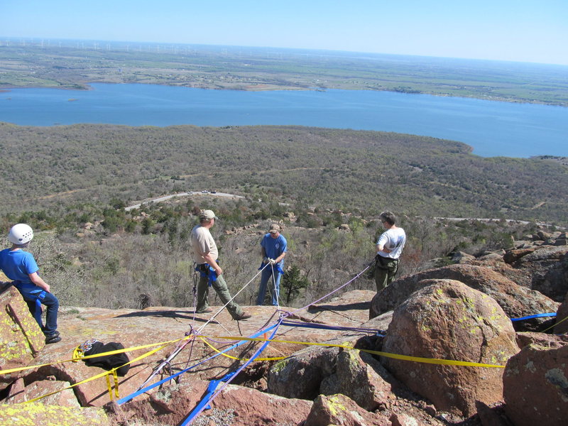 James Balew running rappel lines on Scott