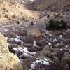 The view from the top of the climb. There is a bridge over Clear Creek in the distance.