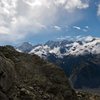 High above the Tasman Glacier, on the slopes of Mount Cook, New Zealand