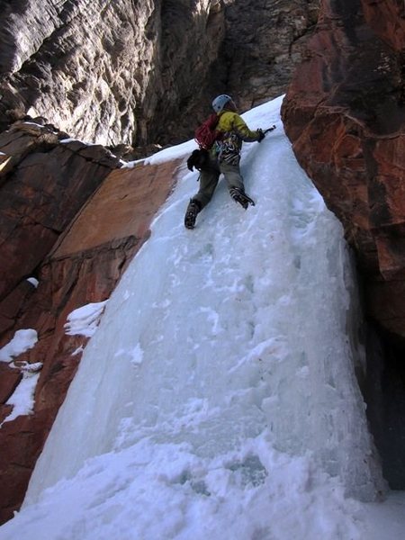 First pitch of Hidden Haven - Brian Cabe climbing.  Pic by Matt Scullion