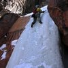 First pitch of Hidden Haven - Brian Cabe climbing.  Pic by Matt Scullion