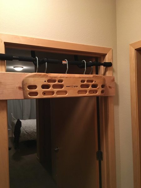 Mount Hangboard on Doorway Pull Up Bar.