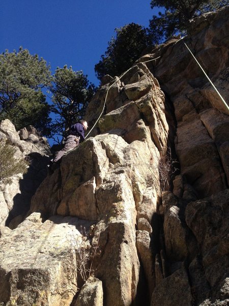 Taking a run on the climb.