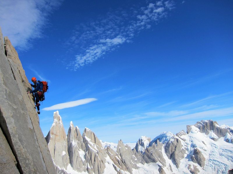 classic views of the torre during the traverse pitch