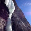 Will Carey on the crux ice pitch of The Arding Slot. Western Brook Gulch.<br>
WI 5+ M6, 1000'.