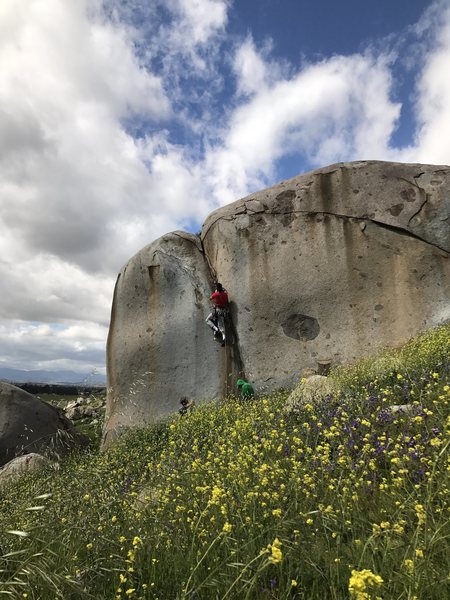 Hanging on the sm angle piton... dangerous route but can easily be top ropes for hard aid practice.