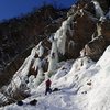 Climbers playing on flows to the lookers left of Horsetail Falls in 2017.  Photo Jenny McCord