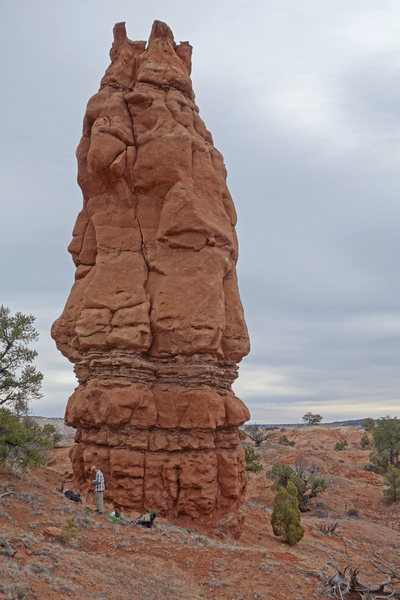 Roy below the Roadrunner. Trickster ascends the obvious crack.