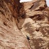 FA-er Joanne Urioste on the last pitch corner in a later ascent, Nov 2006