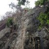 Judy finished leading 'Ooh La La' 5.10b/c, Covert Crag, Dong Lan Forest, Khon Kaen