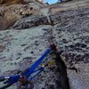 Looking up the second pitch from the ledge belay above the dead tree - Thanksgiving 2016