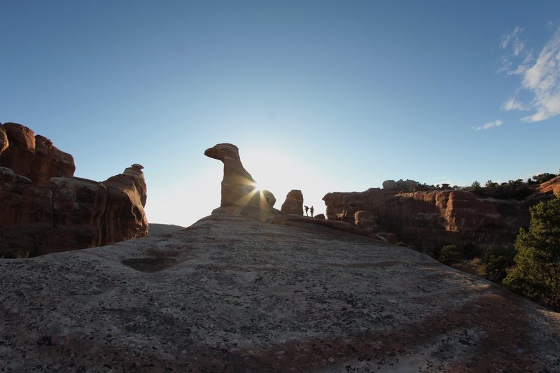 An unforgettable experience climbing Tez during a spring sunset in the desert. A gorgeous approach hike as well!