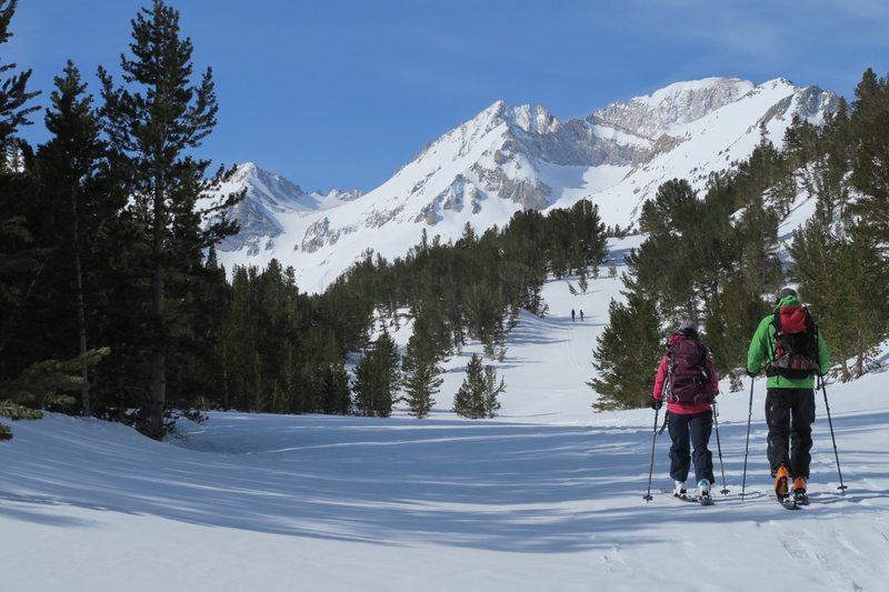 Mount Abbot the high peak on the right. Little Lakes Valley in April 2017 - an epic snow year.