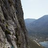 Some nice technical routes are on the wall that is left of the cave at Arhi.